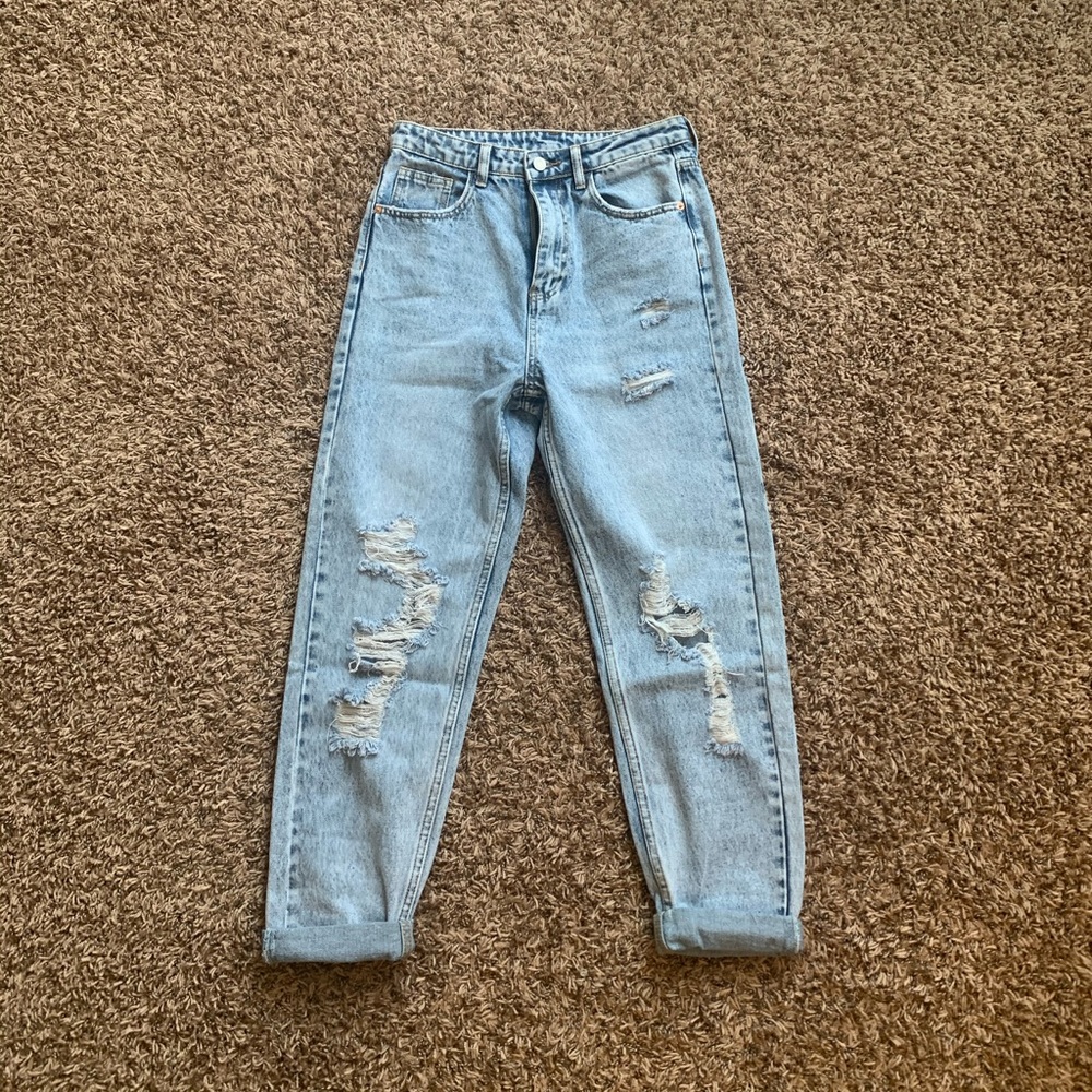 SHEIN High Waisted Ripped Mom Jeans